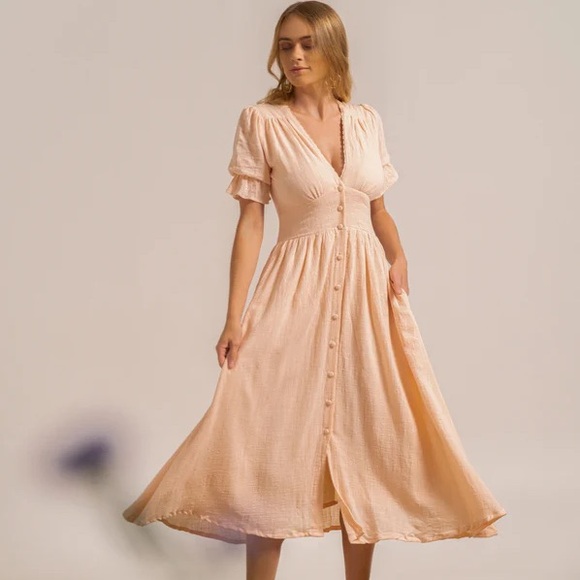 Vintage Peach Midi Dress - Picture 6 of 16